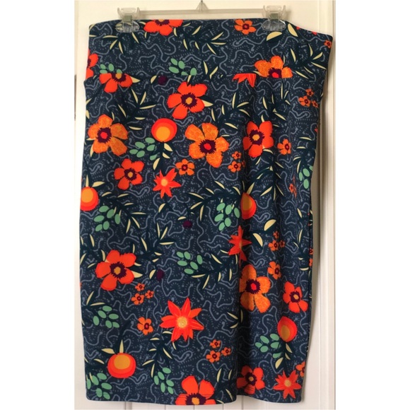 LulaRoe Cassie Skirt - Orange Floral - Picture 1 of 1